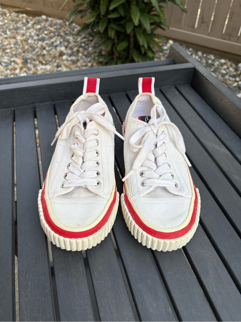 Christian Louboutin Ivory and Red Low-Top Canvas Sneakers - Picture 3 of 13